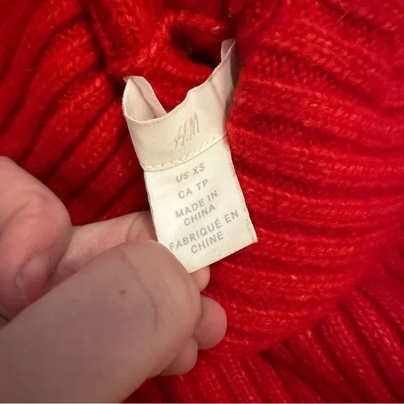 H & M Cowl Neck Red Orange Sweater Size XSmall - Picture 9 of 10
